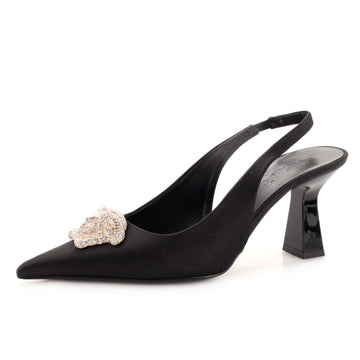 Versace Women's La Medusa Slingback Pumps Satin with Crystals