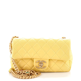 Chanel Pearl Samba Resin Chain Flap Bag Quilted Lambskin Mini