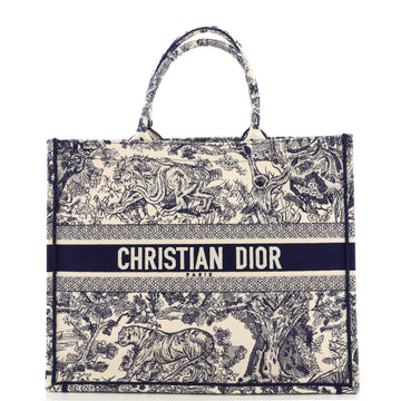 Christian Dior Book Tote Embroidered Canvas Large