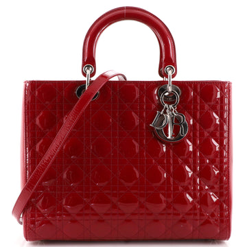 Christian Dior Lady Dior Bag Cannage Quilt Patent Large