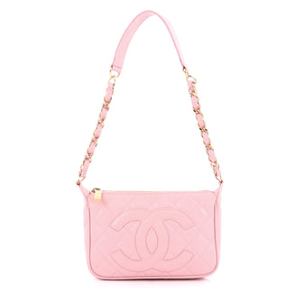 Chanel Timeless CC Chain Pochette Quilted Caviar Pink