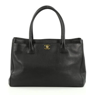 Chanel Cerf Executive Tote Leather Medium Black 1965601