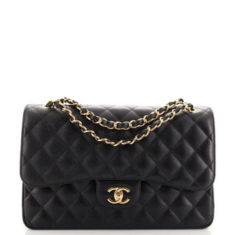Chanel Classic Double Flap Bag Quilted Caviar Jumbo