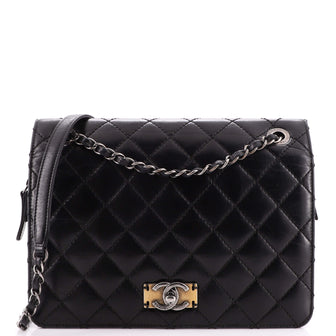 Chanel Day Trip Flap Bag Quilted Glazed Calfskin and Nubuck Medium