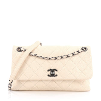 Chanel CC Flap Bag Quilted Aged Calfskin Medium White 1966601