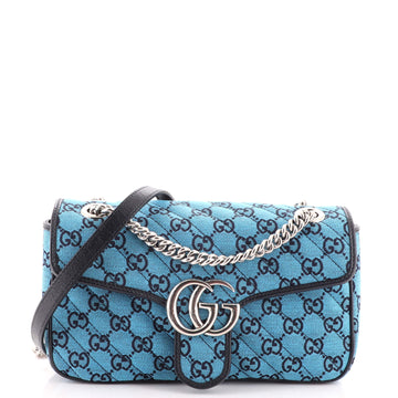 Gucci GG Marmont Flap Bag Diagonal Quilted GG Canvas Small