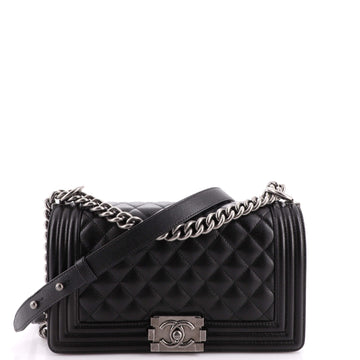 Chanel Boy Flap Bag Quilted Caviar Old Medium