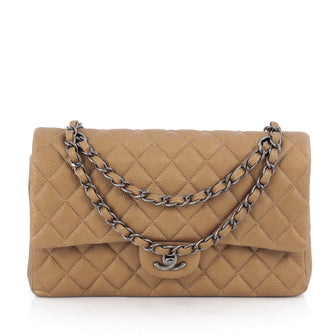 Chanel Classic Double Flap Bag Quilted Caviar Medium Gold