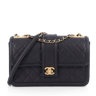 Chanel Elegant CC Flap Bag Quilted Lambskin Jumbo Blue