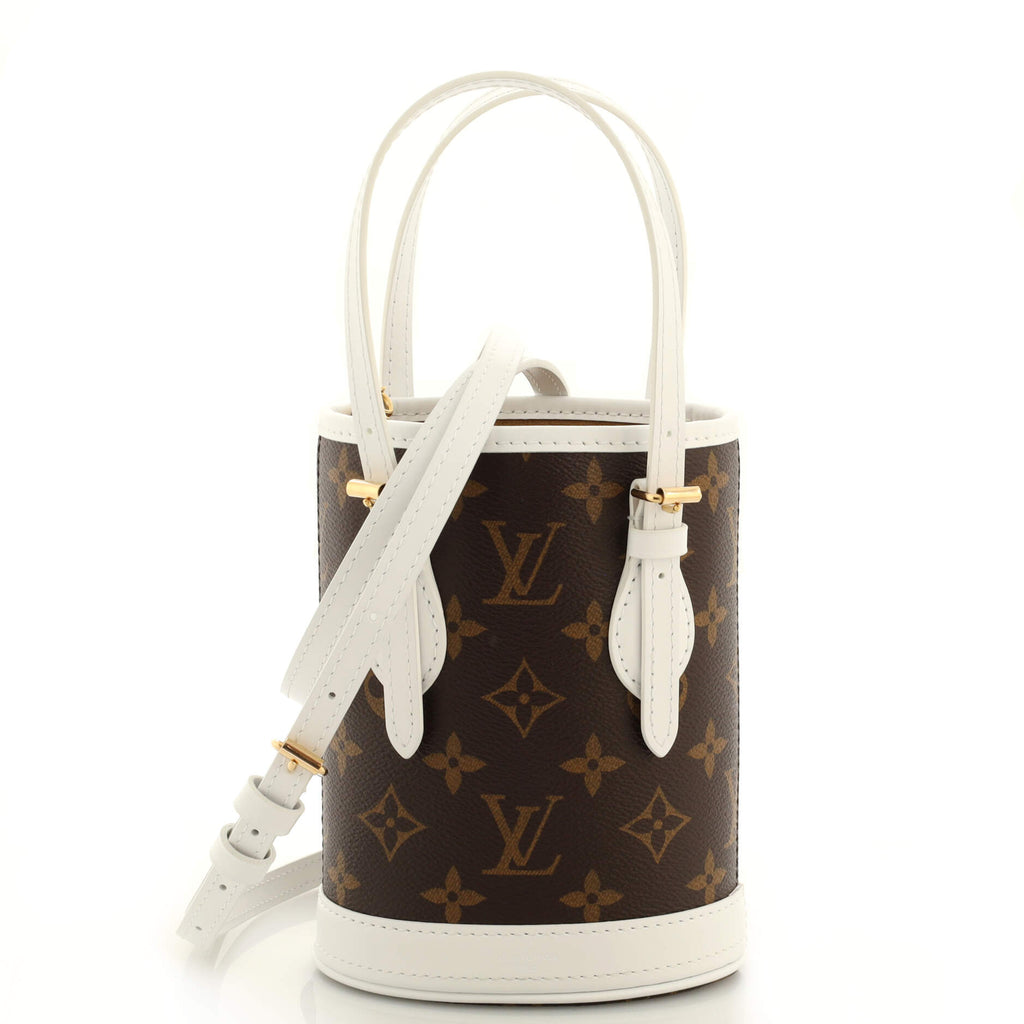 Louis Vuitton, Bags, Louis Vuitton Bucket Bag Lv Match Monogram Canvas  Nano Brown White