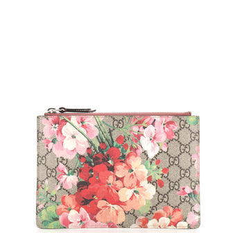 Gucci Zipped Pouch Blooms Print GG Coated Canvas Small