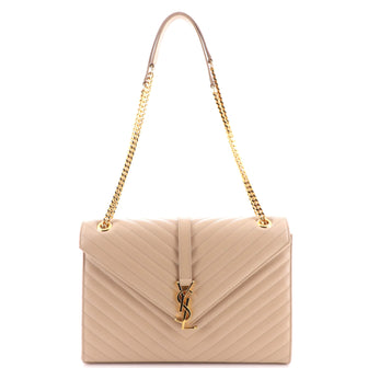 Saint Laurent Classic Monogram Envelope Satchel Matelasse Chevron Leather Large