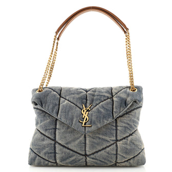 Saint Laurent LouLou Puffer Shoulder Bag Quilted Vintage Denim Medium