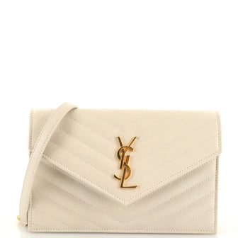 Saint Laurent Classic Monogram Wallet on Chain Matelasse Chevron Leather Small