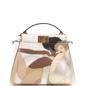 Fendi Antonio Lopez Peekaboo Bag Zucca Coated Canvas with Printed Leather Inlay Mini