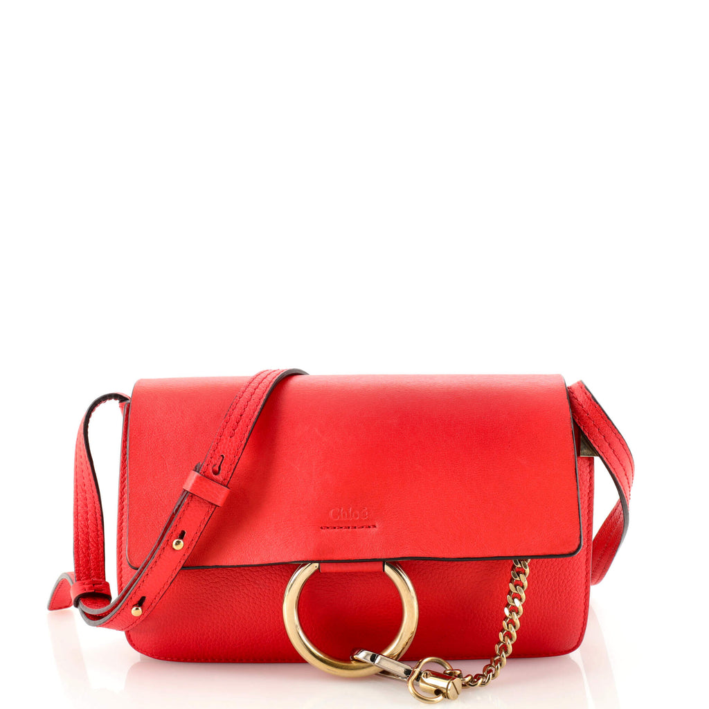 sikkerhed Tegne etc Chloe Faye Shoulder Bag Leather Small Red 1968661