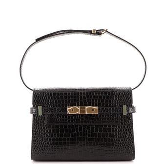 Saint Laurent Manhattan Shoulder Bag Crocodile Embossed Leather