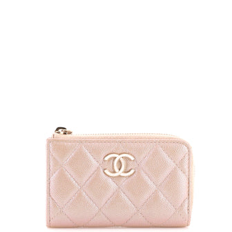 Chanel Zipped Key Holder Quilted Iridescent Caviar