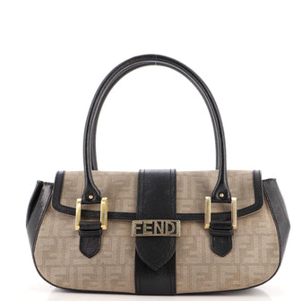Fendi Shadow Flap Shoulder Bag Zucca Canvas and Leather Large