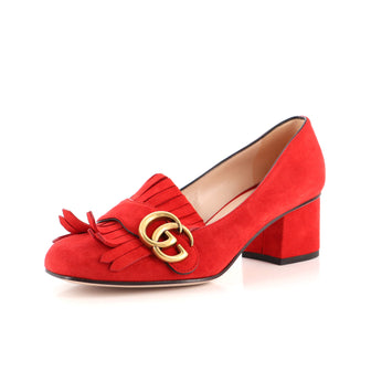 Gucci Women's GG Marmont Fringed Pumps Suede