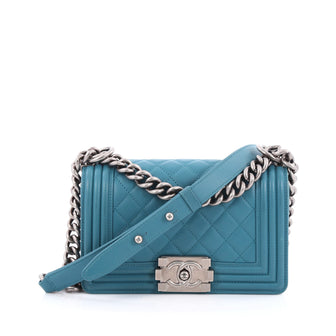 Chanel Boy Flap Bag Quilted Lambskin Small Blue 1969101
