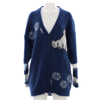 Loewe Women's Oversized Bear Cardigan Sweater Mohair Blend