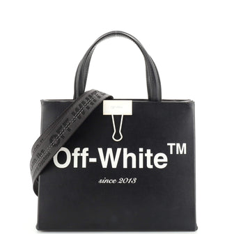 Off White Binder Clip Tote Printed Leather Small