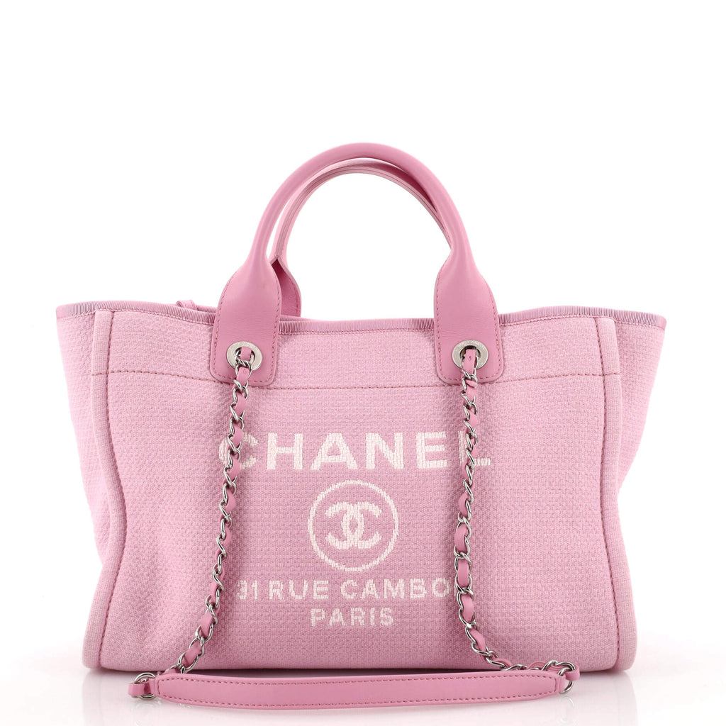 CHANEL Mixed Fibers Medium Deauville Tote Pink 1093719