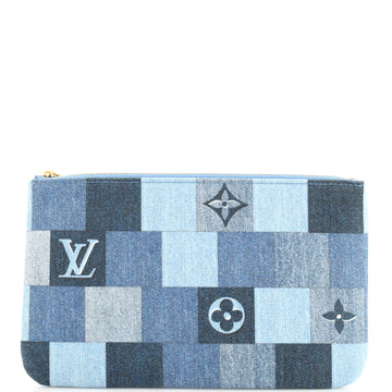 Louis Vuitton Neverfull Pochette Damier and Monogram Patchwork Denim Large