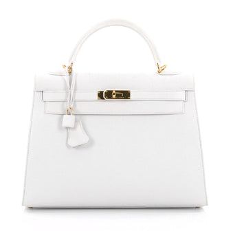 Hermes Kelly Handbag White Epsom with Gold Hardware 32 1970001