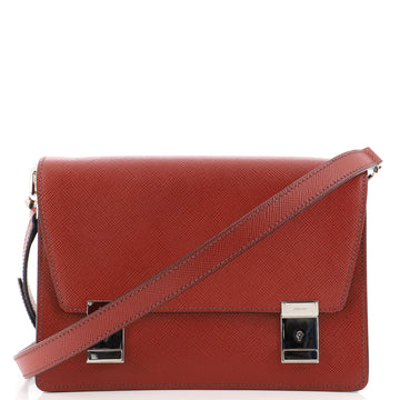 Prada Double Lock Convertible Clutch Bag Saffiano Leather Small
