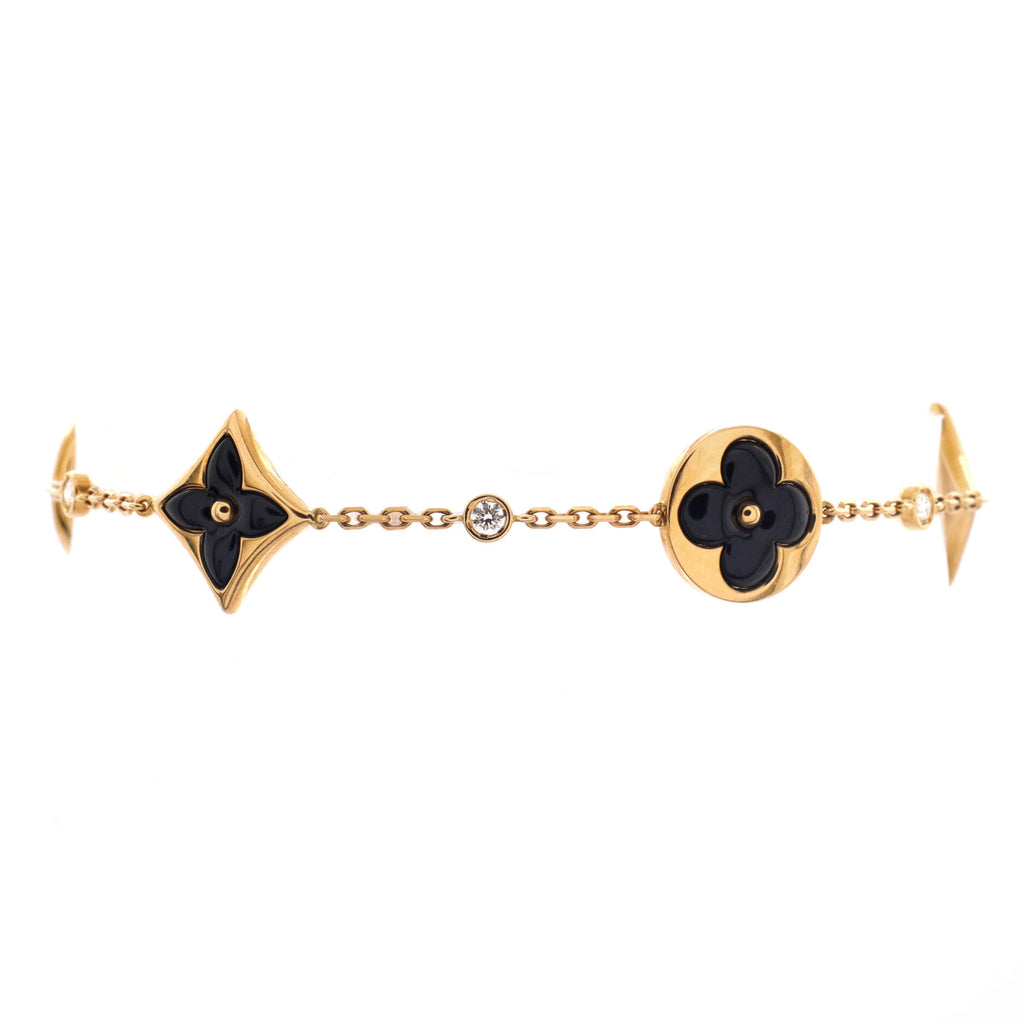 Colour Blossom BB Multi-Motif Bracelet, Yellow Gold, Onyx And Diamonds -  Categories Q05024