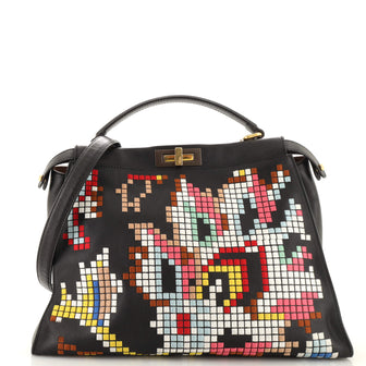 Fendi Peekaboo Bag Embroidered Leather Large