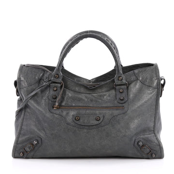 Balenciaga City Classic Studs Handbag Leather Medium Green 1970201