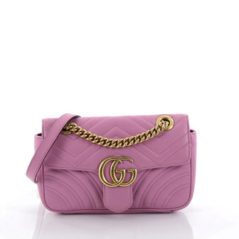 Gucci Marmont Flap Bag Matelasse Leather Mini Purple