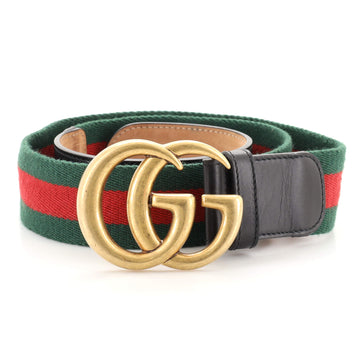 Gucci GG Marmont Web Belt Canvas and Leather Wide