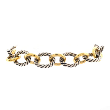 David Yurman Oval Link Bracelet Sterling Silver and 18K Yellow Gold Large