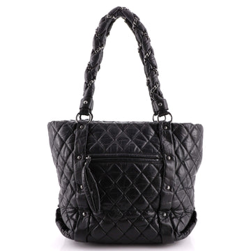 Chanel Lady Braid Shopping Tote Quilted Distressed Lambskin Medium