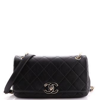 Chanel Twist Chain Enamel CC Flap Bag Quilted Lambskin Medium