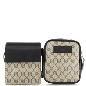 Gucci Double Web Belt Bag GG Coated Canvas with Leather