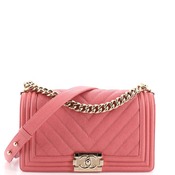 Chanel Boy Flap Bag Chevron Caviar Old Medium