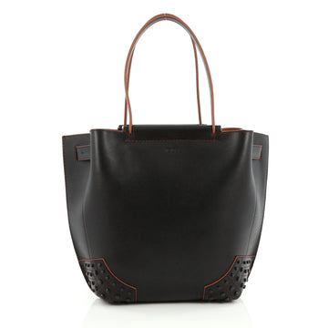 Tod's Wave Tote Leather Medium Black 1971101