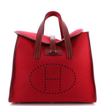 Hermes Feu2Dou Tote Wool and Leather