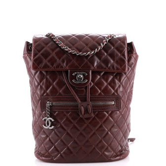 Chanel Mountain Backpack Quilted Glazed Calfskin Small