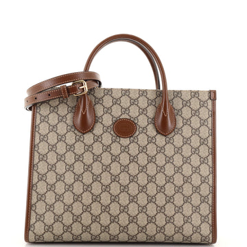 Gucci Structured Top Handle Open Tote GG Coated Canvas Small