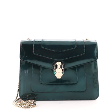 Bvlgari Serpenti Forever Square Shoulder Bag Metallic Leather Small