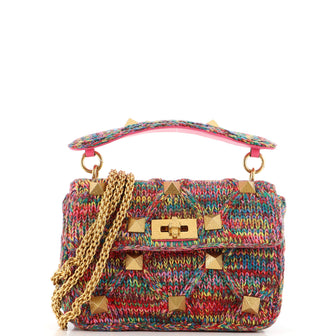 Valentino Garavani Roman Stud Flap Bag Quilted Knit Medium