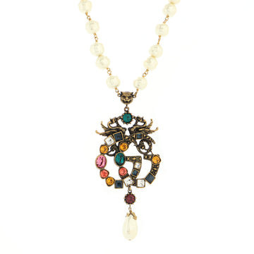 Gucci GG Choker Necklace Metal with Faux Pearls and Crystals