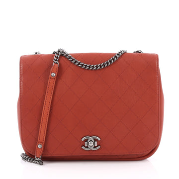 Chanel Aged Chain CC Messenger Flap Bag Quilted Calfskin Red 1972801