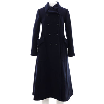 Christian Dior Women's Double Breasted Long Peacoat Wool Blend